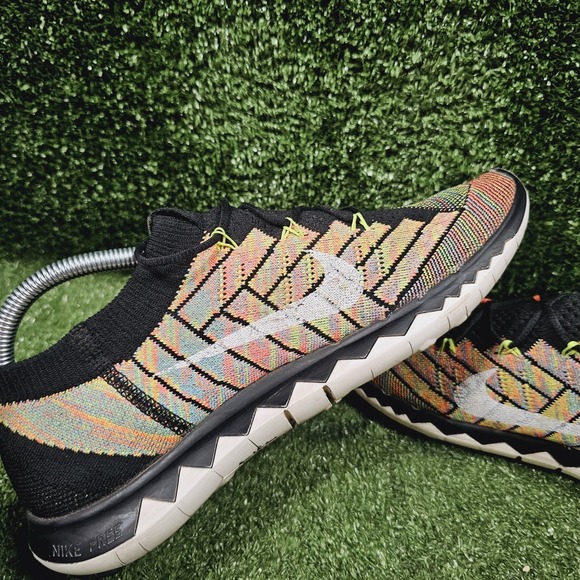 Nike Free 3.0 Flyknit Multi-Color Athletic Barefoot Sneakers 718418-011 Mens 8.5 - Picture 7 of 12